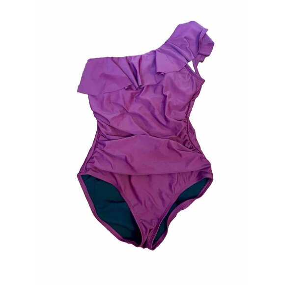 HILOR Other - HILOR Women's One Shoulder Swimsuit One Piece Maroon Tummy Control SZ 10